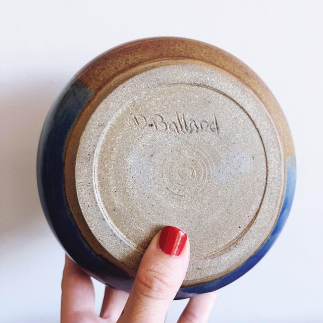 Ceramic Vintage Pair of Glazed Stoneware Studio Pottery Signed Bowls For Sale - Image 7 of 7