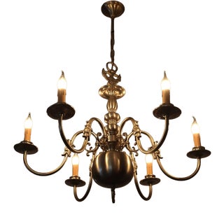 White Flemish Chandelier with Fish For Sale