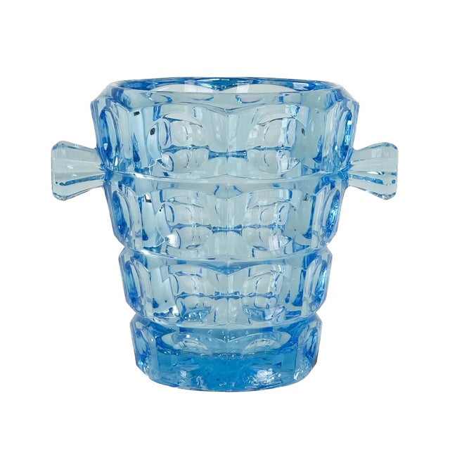 Blue Ice Bucket by Rudolf Jurnikl for Sklo Union, 1950s For Sale - Image 8 of 8