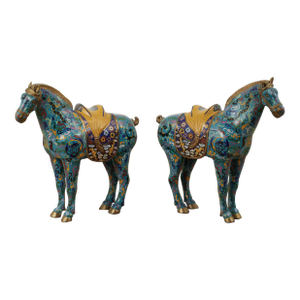 Pair of Vintage Chinese Cloisonne Horses
