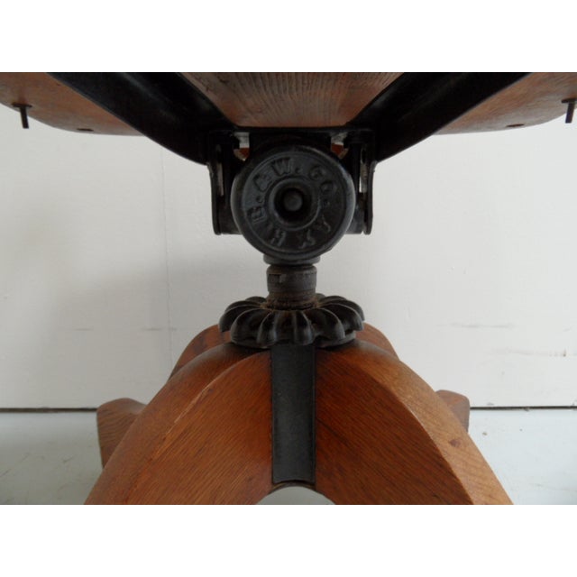 Brown Antique Oak Rotating Desk Armchair, 1890s For Sale - Image 8 of 12