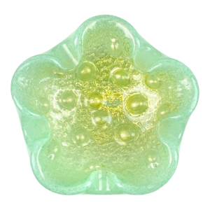 Murano Barovier Toso Light Green Gold Flecks Vintage Italian Art Deco Glass Decorative Flower Shape Bowl