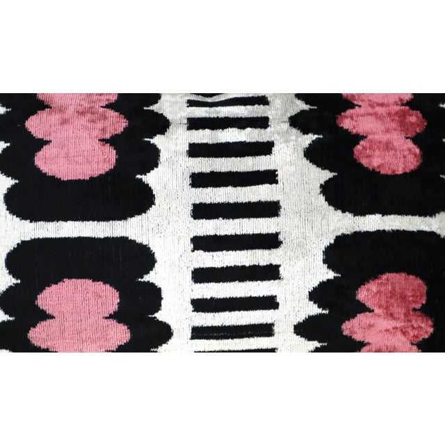 2020s Contemporary Pink Black White Velvet Throw Pillow & Down Insert For Sale - Image 5 of 10