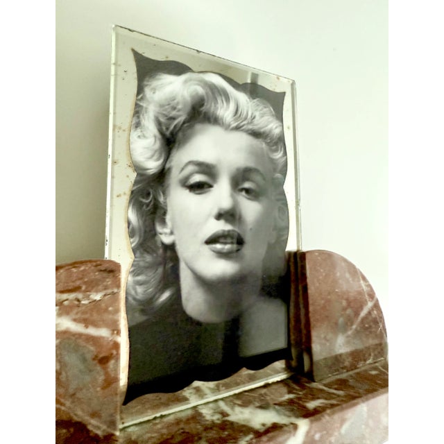 Brick Red Early 20th Century French Art Deco Marble & Glass Table Top Picture Frame For Sale - Image 8 of 10