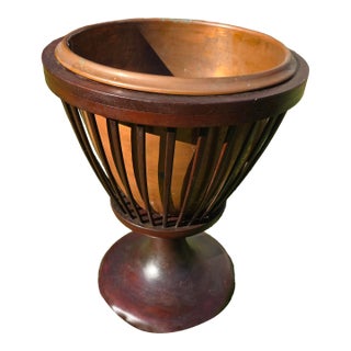 19th Century Slatted Mahogany and Copper Jardinièr Planter For Sale