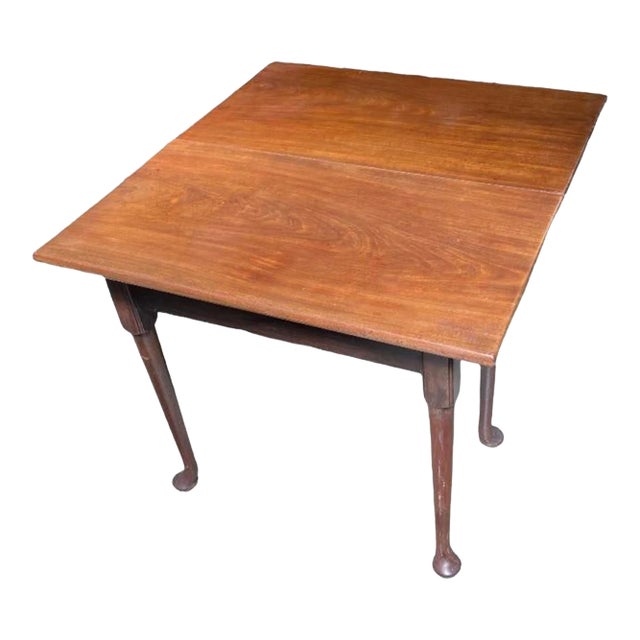 Antique Queen Anne Singular Drop Leaf Table With Drawer For Sale