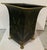 1980s 1980s Hand‑Painted Black & Gold Chinoiserie Metal Cachepot / Wastebasket With Brass Paw Feet - Palm Beach Chic, Grandmillennial & Traditional . For Sale - Image 5 of 9