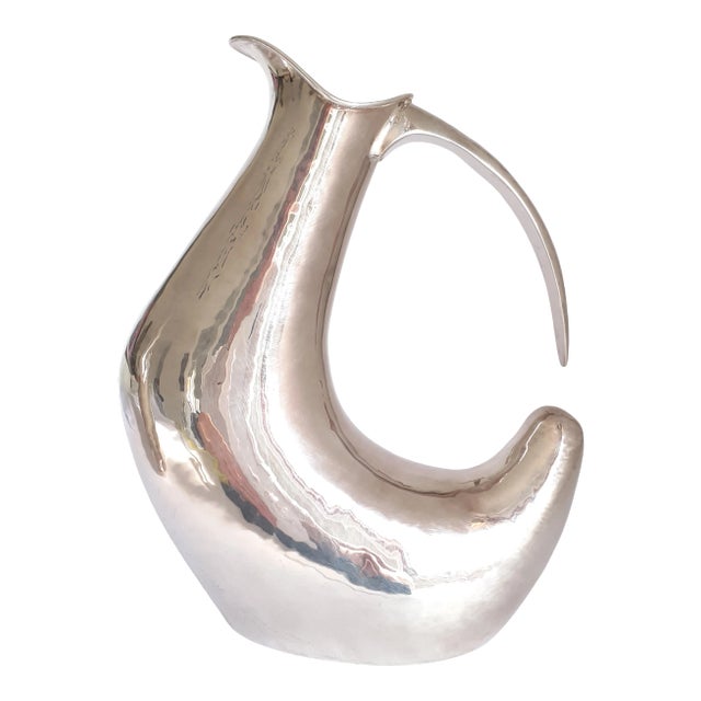 Vintage Silver Deco-Style Carafe of Italian Craftsmanship 800 Silver For Sale