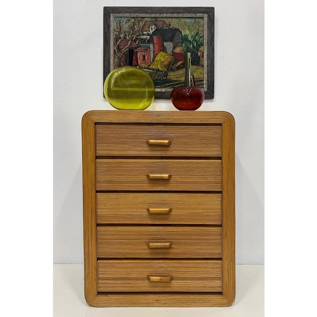 Coastal Vintage Coastal Pencil Reed Chest of Drawers, Gabriela Crespi Manner For Sale - Image 3 of 7