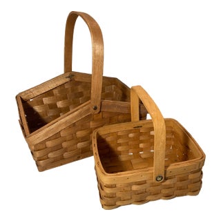 American Baskets. Two Iconic, Authentic Longaberger Maple Wood Baskets Handcrafted in Dresden, Ohio. For Sale