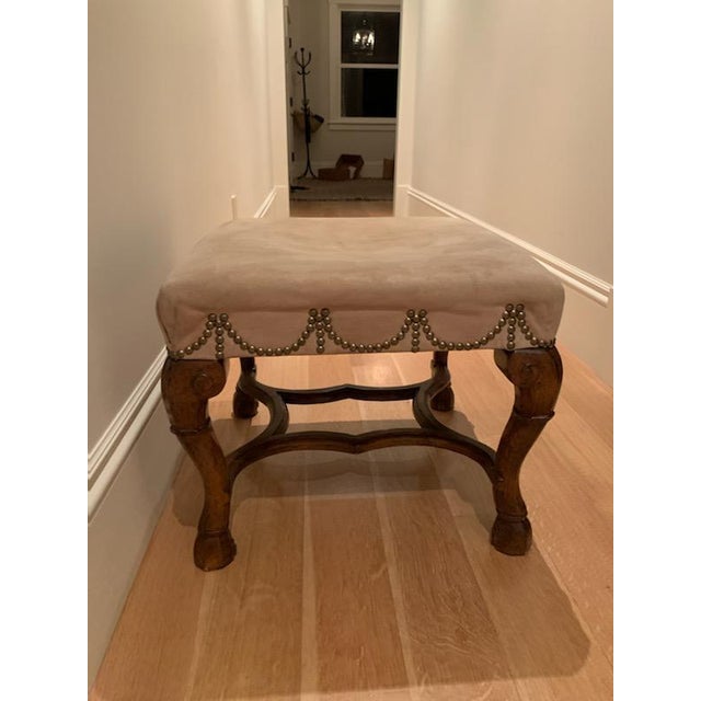 Suede Upholstered Spanish Footstool Chairish