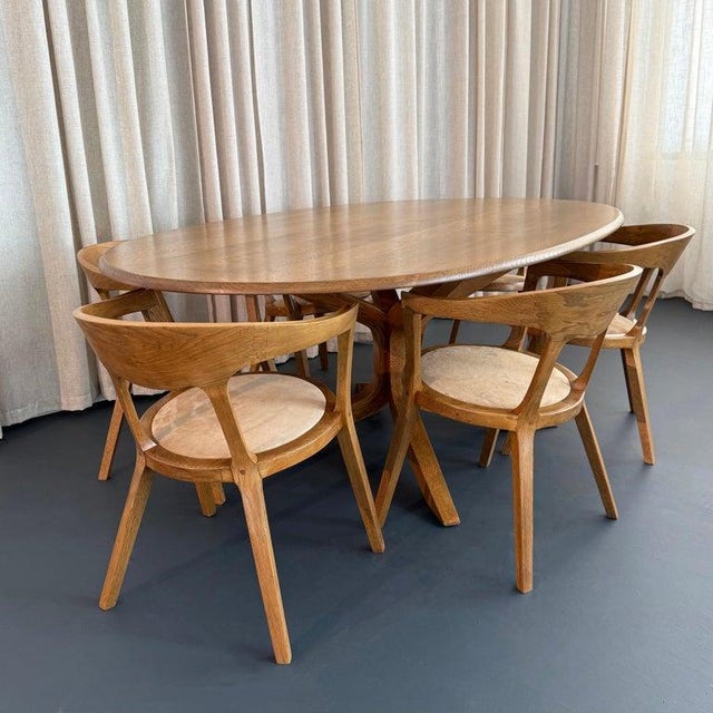 1970s Mid-Century Artisan-Made Oak Bentwood Oval Dining Set For Sale - Image 4 of 16