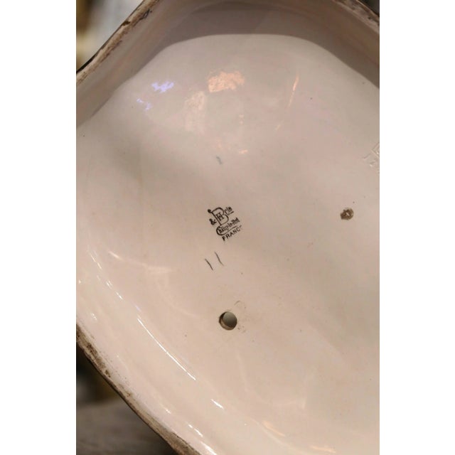 19th Century French Painted Faience Rooster With Vase Signed Paul Comolera For Sale - Image 12 of 12