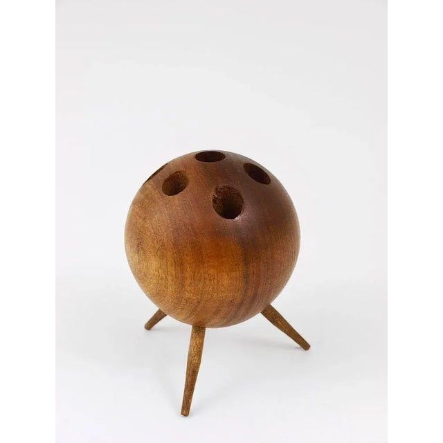 Wood Walnut Ball Tripod Candleholder, Austria, 1950s For Sale - Image 7 of 10