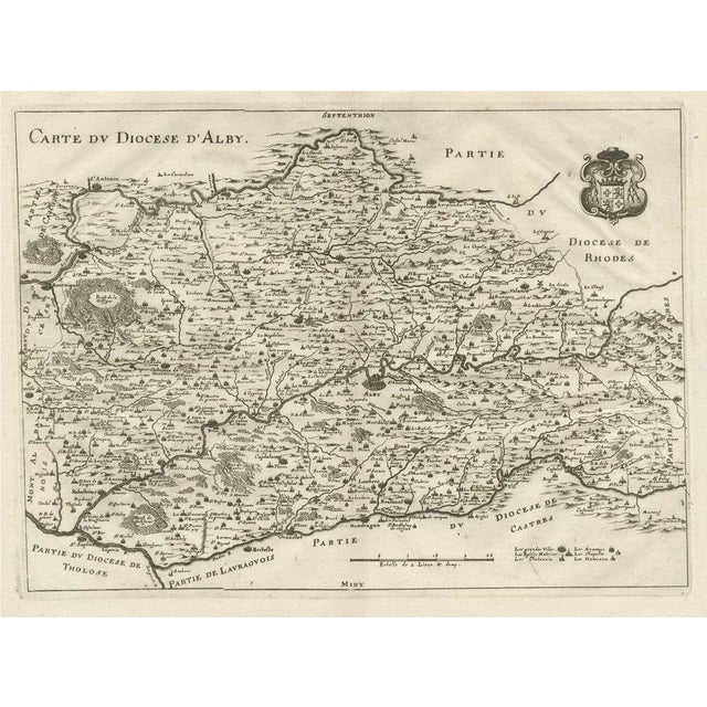 17th Century Copper Engraved Map of Albi in Southern France, 1663 For Sale - Image 5 of 5