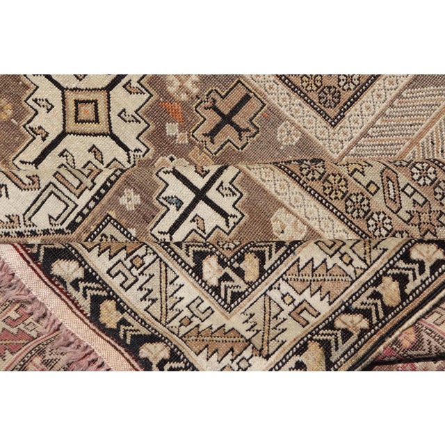 Brown Early 20th Century Antique Tribal Caucasian Rug With All-Over Motif in Muted Neutrals For Sale - Image 8 of 9