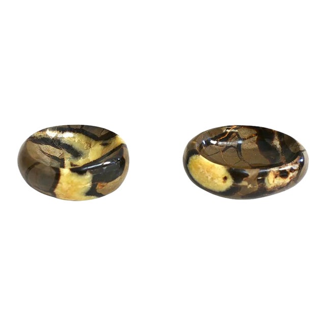 Septarian Bowls African Gemstone With Yellow Crystals Set of 2 For Sale