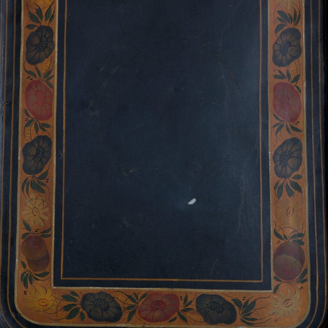 Wood English Georgian Style Walnut Tea Table & Removable Toleware Serving Tray 20th For Sale - Image 7 of 12