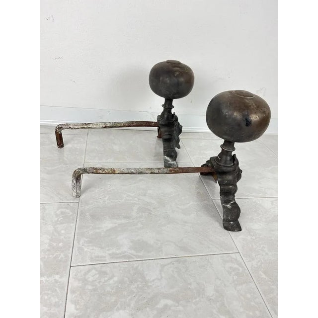 1940s Bronze Fireplace Chimney Lighters, Italy, 1940s, Set of 2 For Sale - Image 5 of 8