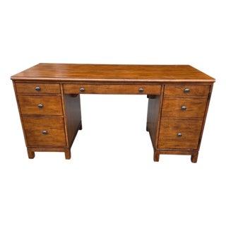 1990s Ethan Allen Tango Hawke Desk Double Pedestal Home Office Collection Credenza For Sale