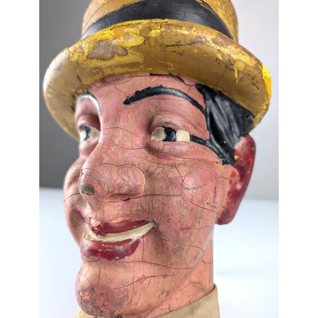 Dean Martin Wooden Advertising Head, 1950s, in Worn conditions. Designed 1950 to 1959