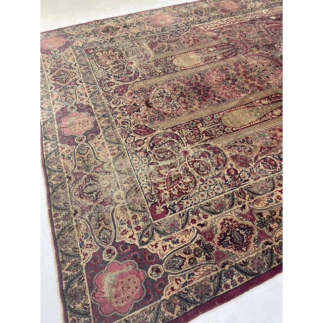 1900s COLLECTOR'S ROYAL PEACOCK KERMAN Duel Cypress Tree of Life Rug 9 x 11.8 For Sale - Image 17 of 17