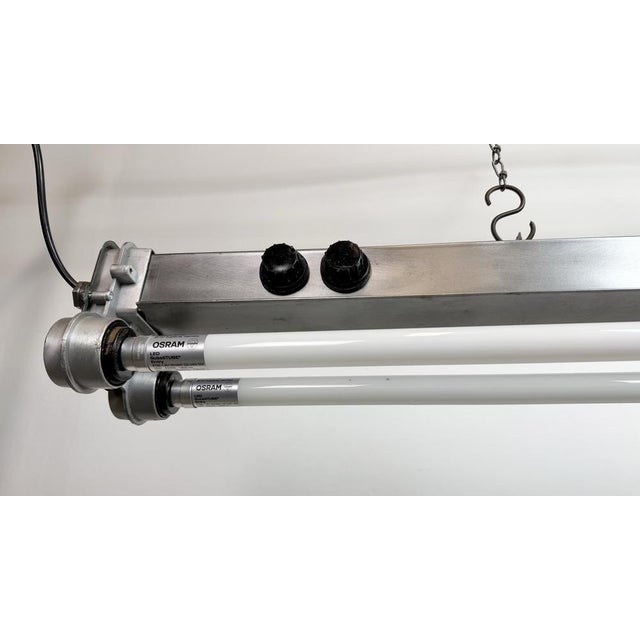 Industrial Polished Hanging Tube Light, 1970s For Sale - Image 11 of 18