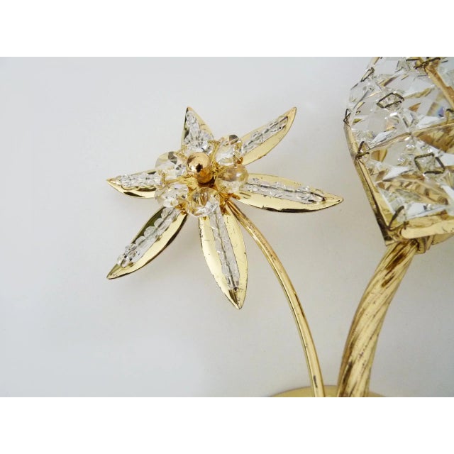 Vintage Wall Lights with Floral Shape in Gold Metal and Glass Pendants, 1980s, Set of 2 For Sale - Image 6 of 11
