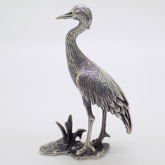 Vintage Italian Handmade Silver Heron Figurine, 1970s For Sale - Image 12 of 12