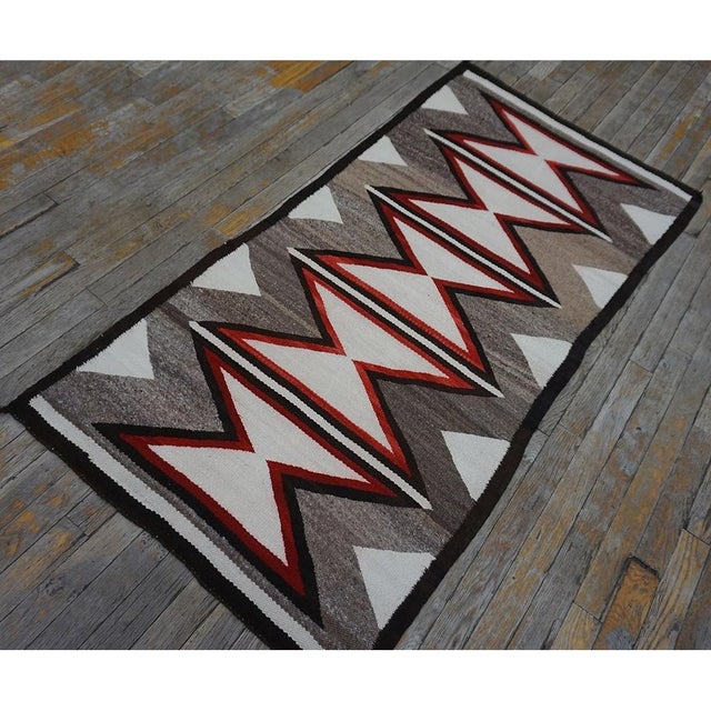 Tribal 1920s Small Gray Antique Tribal Geometric Native American Navajo Flat Weave Rug For Sale - Image 3 of 11