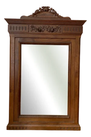 Large Mirror in Carved Wood with Floral Decoration