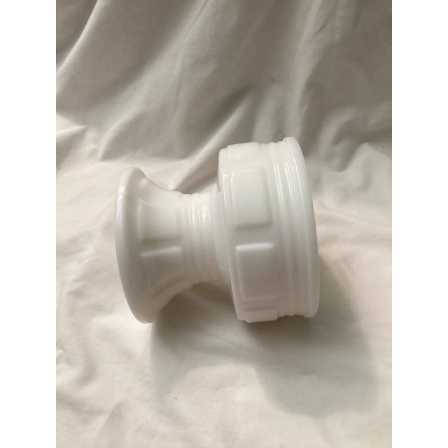 Traditional Vintage Milk Glass Pedestal Base With Square Panels For Sale - Image 3 of 4
