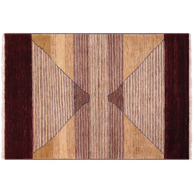 Boho Chic Gabbeh Red/Brown Wool Rug - 4'11'' X 7'1'' For Sale - Image 9 of 10