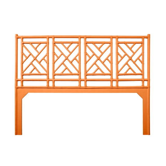 Transitional Chippendale Platform Bed King, Citrus Orange For Sale - Image 3 of 7