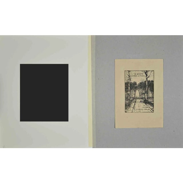 Ex Libris For Giorgio balbi, realized by Carlo Casanova, 1945. It includes passepartout, 30 x 24 cm. Etching, sheet 14 x...