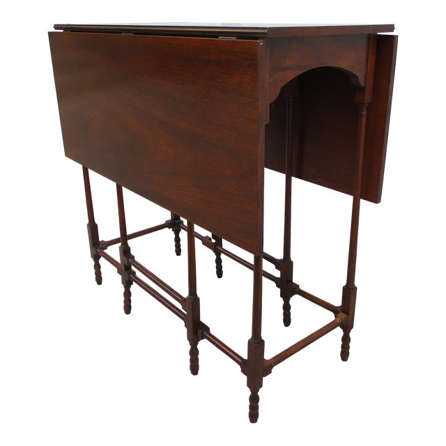 Baker Furniture Mahogany Gateleg Drop Leaf Side Table For Sale