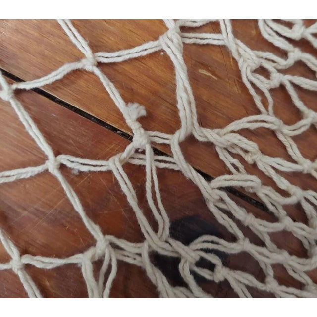 Textile Late 20th Century Fishnet Boho Crochet Tied Knotted Tassels Throw For Sale - Image 7 of 12