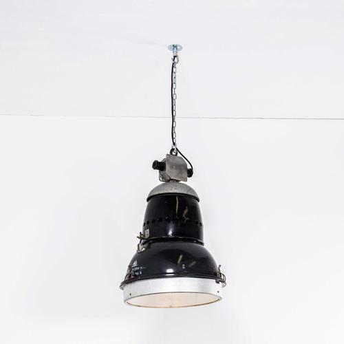 Industrial Large Scale Industrial Black Enamel Pendant Lamp, 1950s For Sale - Image 3 of 13