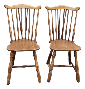 Early 20th Century Maple Fiddleback Windsor Side Chairs- Set of 2