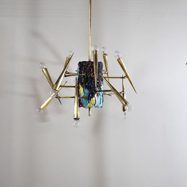 Chandelier Sculpture with Adjustable Diffuser by Leonardi Leoncillo for Lumi, 1952 For Sale - Image 4 of 18