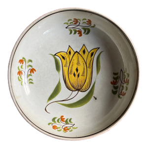 Antique 18th Century English Prattware Pearlware Saucer Dish With Tulip Decoration Circa 1790