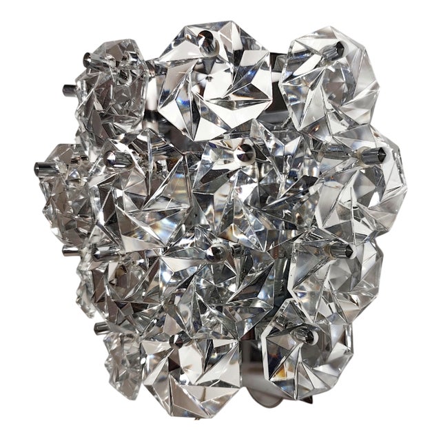 German Crystal Wall Sconce, 1970s For Sale