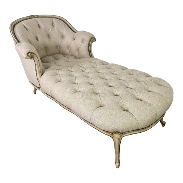 French Louis XV Style Tufted Chaise Lounge For Sale