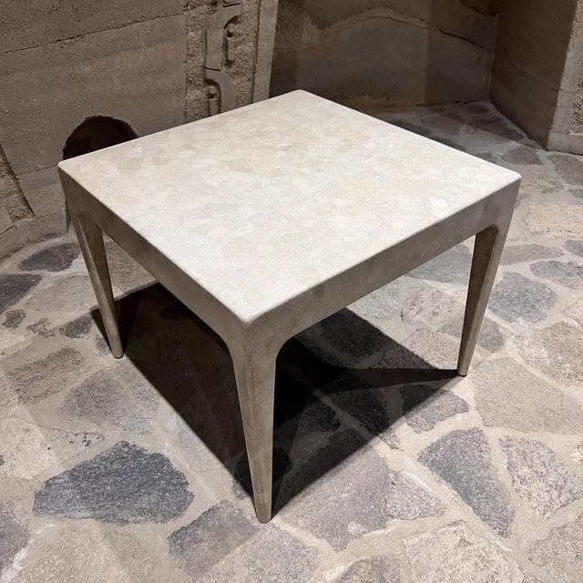 Elegant Square Side Table Eggshell Lacquer Style of Jean-Michel Frank Jean Dunan For Sale In San Diego - Image 6 of 7