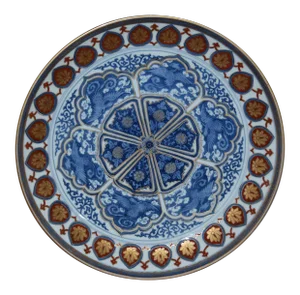 Gold Imari Hand Painted Decorative Plate Lotus & Blue Phoenix
