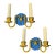 1930's Caldwell Bronze and Cobalt Glass Sconces Double Lights - a Pair For Sale