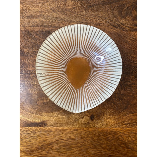 1960s Vintage Mid Century Modern Art Glass Bowl Signed Maurice Heaton 1960s For Sale - Image 5 of 7