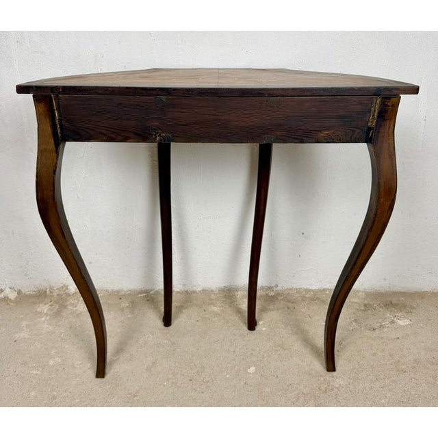 1950s Louis XVI French Marquetry Console Table with Bronze Mounts, 1950 For Sale - Image 5 of 14