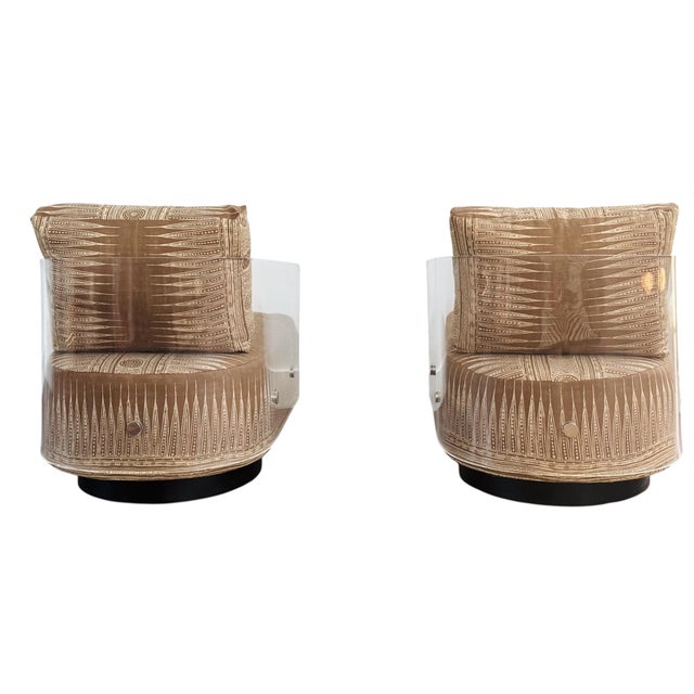 Mitchell Gold + Bob Williams Mitchell Gold & Bob Williams Lucite Lucy Swivel Chairs - Set of 2 For Sale - Image 4 of 12