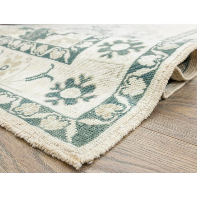Vintage Oushak Hand-Knotted Turkish Wool Runner Rug For Sale - Image 12 of 16